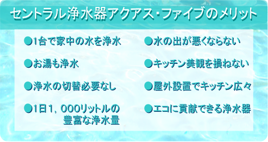セントラル浄水器アクアス・ファイブのメリット セントラル浄水器アクアス・ファイブのメリット