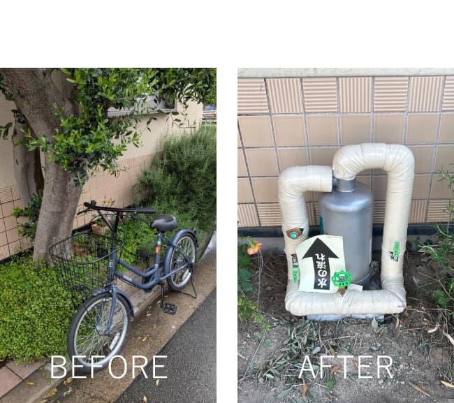 セントラル浄水器の設置前と設置後のイメージ