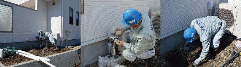 セントラル浄水器アクアス５の設置風景